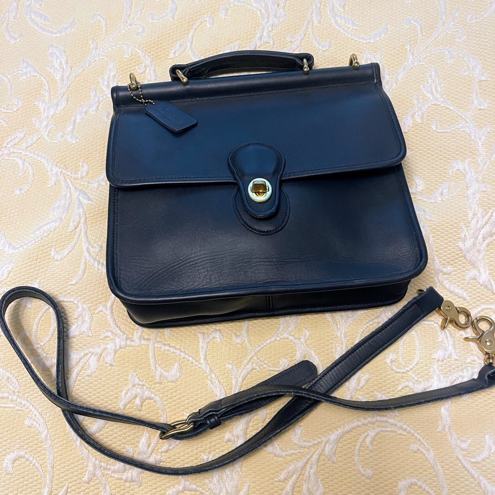 Rare Vintage 1993 Coach‎ Willis Bag Purse Satchel Navy - Picture 2 of 16